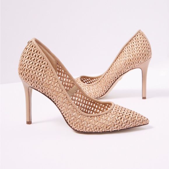Sam Edelman Shoes - Sam Edelman Hazel Pointed Toe High-Heel Pumps in Warm Tan Raffia Size 10 New!